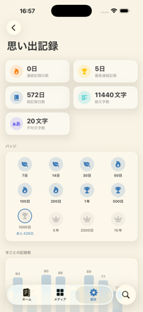 思い出記録画面